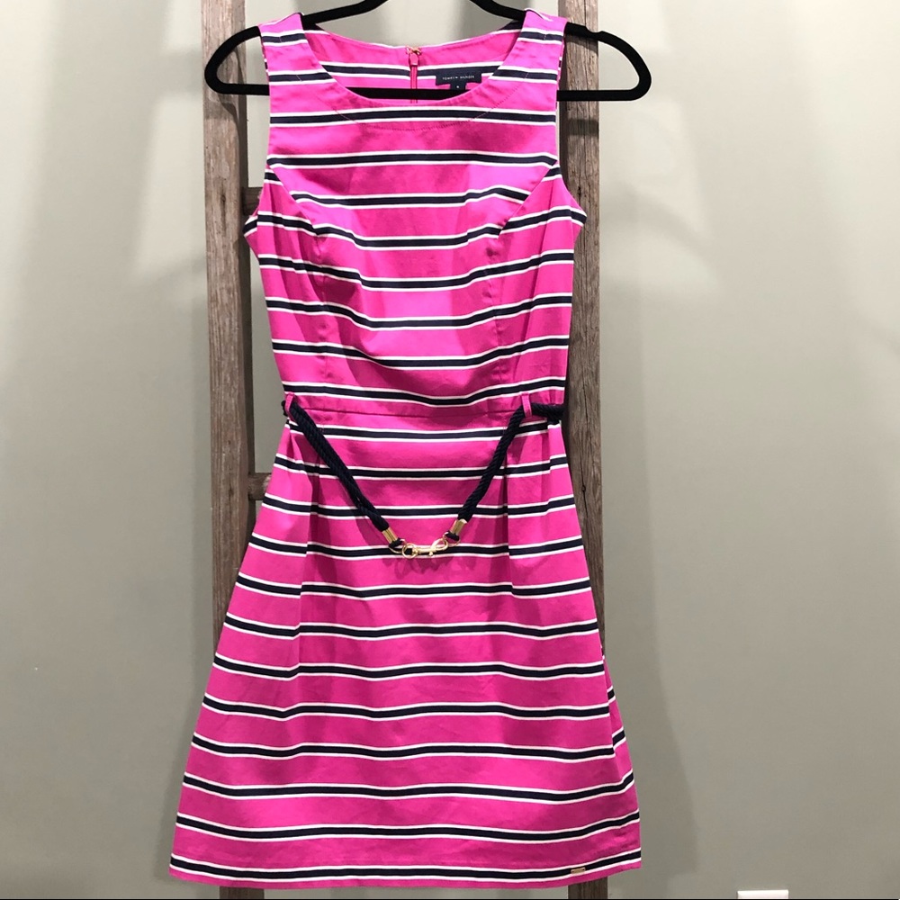 Tommy Hilfiger 8 Pink Navy Stripe Nautical Dress